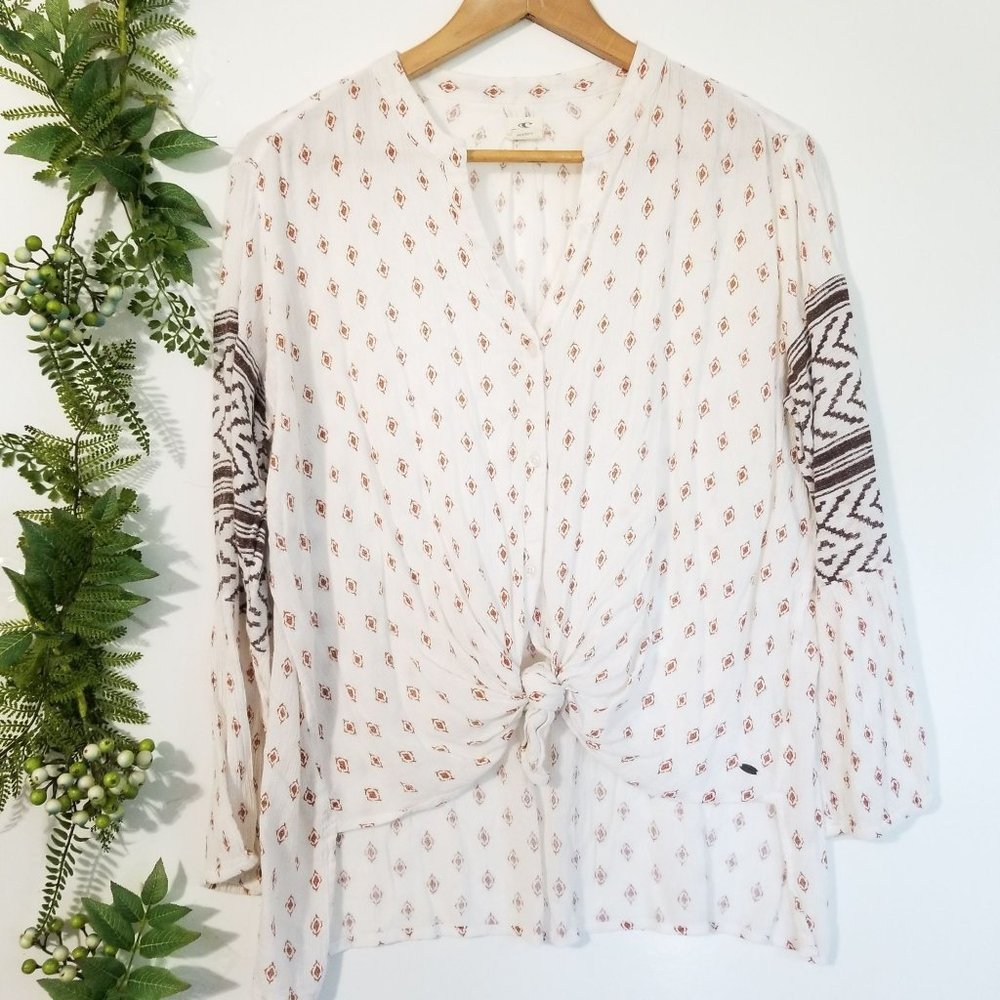 O'neill White and Brown Patterned Women's Top